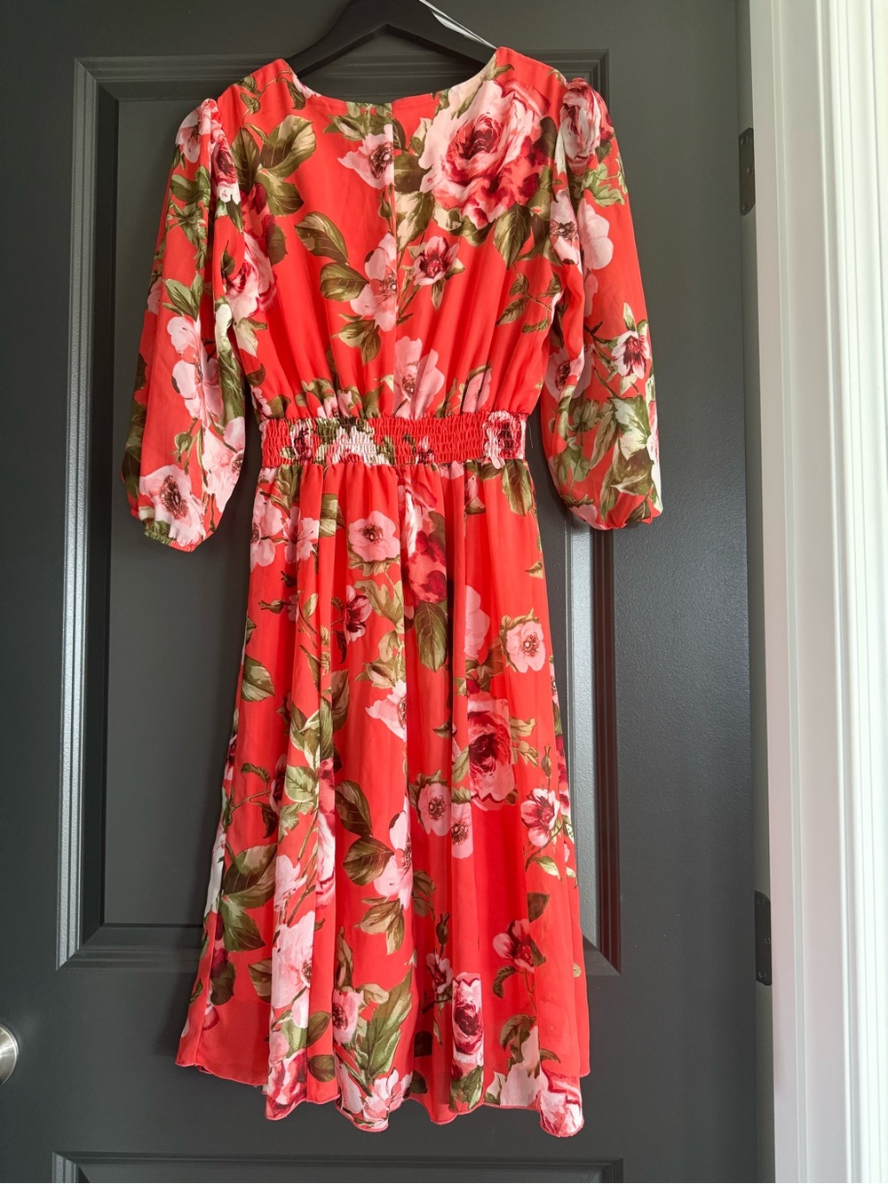 Enfocus Studio Coral Floral Midi Dress